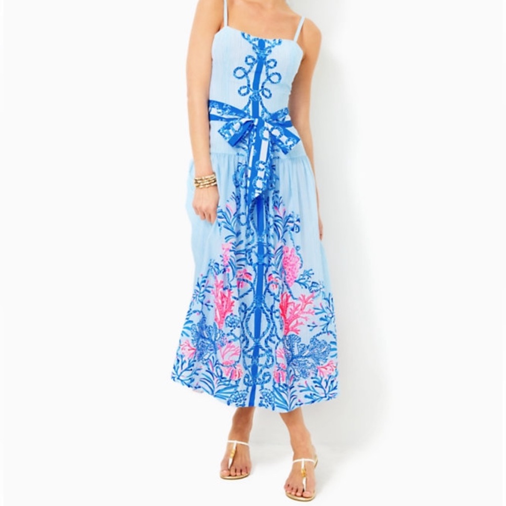 NWT Lilly Pulitzer Sz 16 Saylar Maxi Dress in Multi Naut Today Engineered